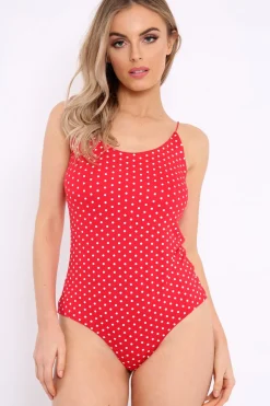 Rebellious Fashion Red Polka Dot Bodysuit - Tari