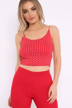 Rebellious Fashion Red Polka Dot Crop Top - Synove