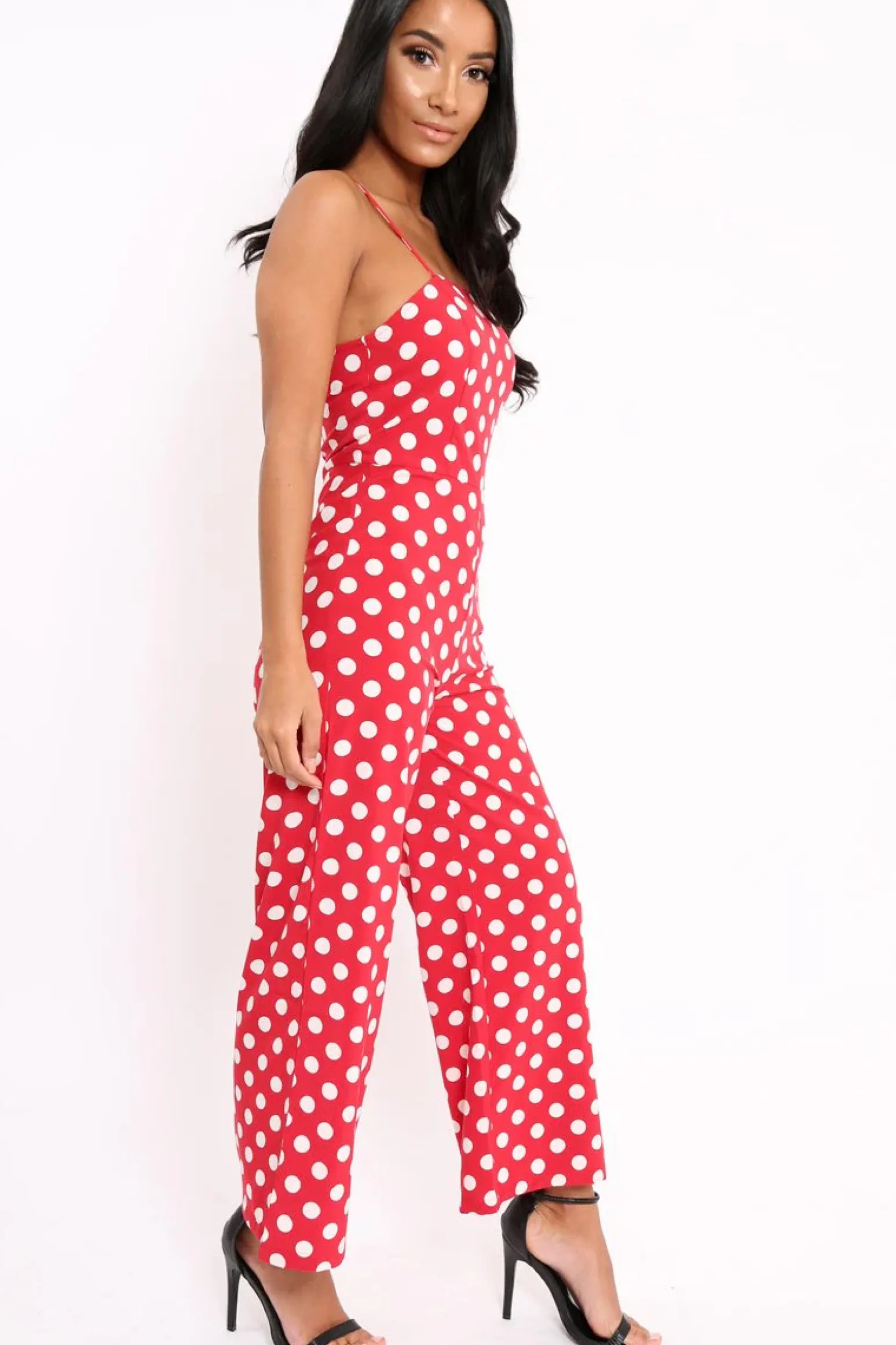 Rebellious Fashion Red Polka Dot Jumpsuit - Witney