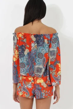 Rebellious Fashion Red Print Co-Ord Set - Hilda