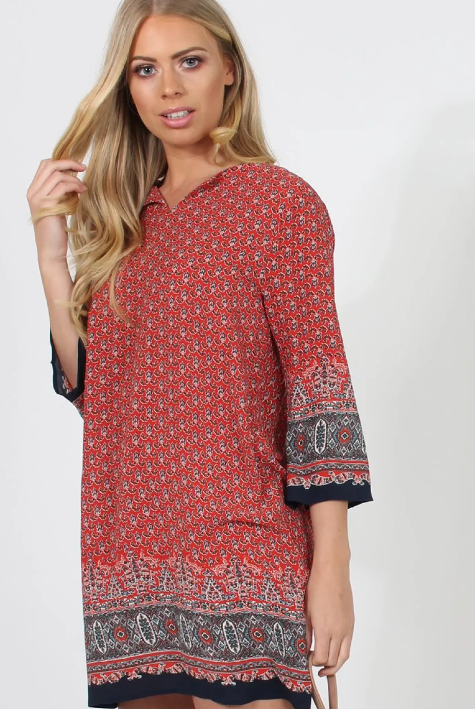 Rebellious Fashion Red Print Shift Dress - Charlotte