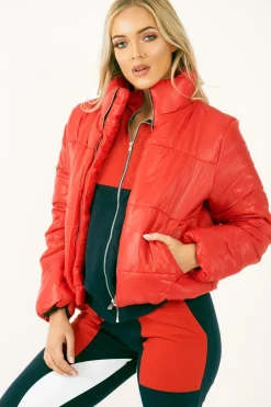 Rebellious Fashion Red Puffer Coat - Alyssa