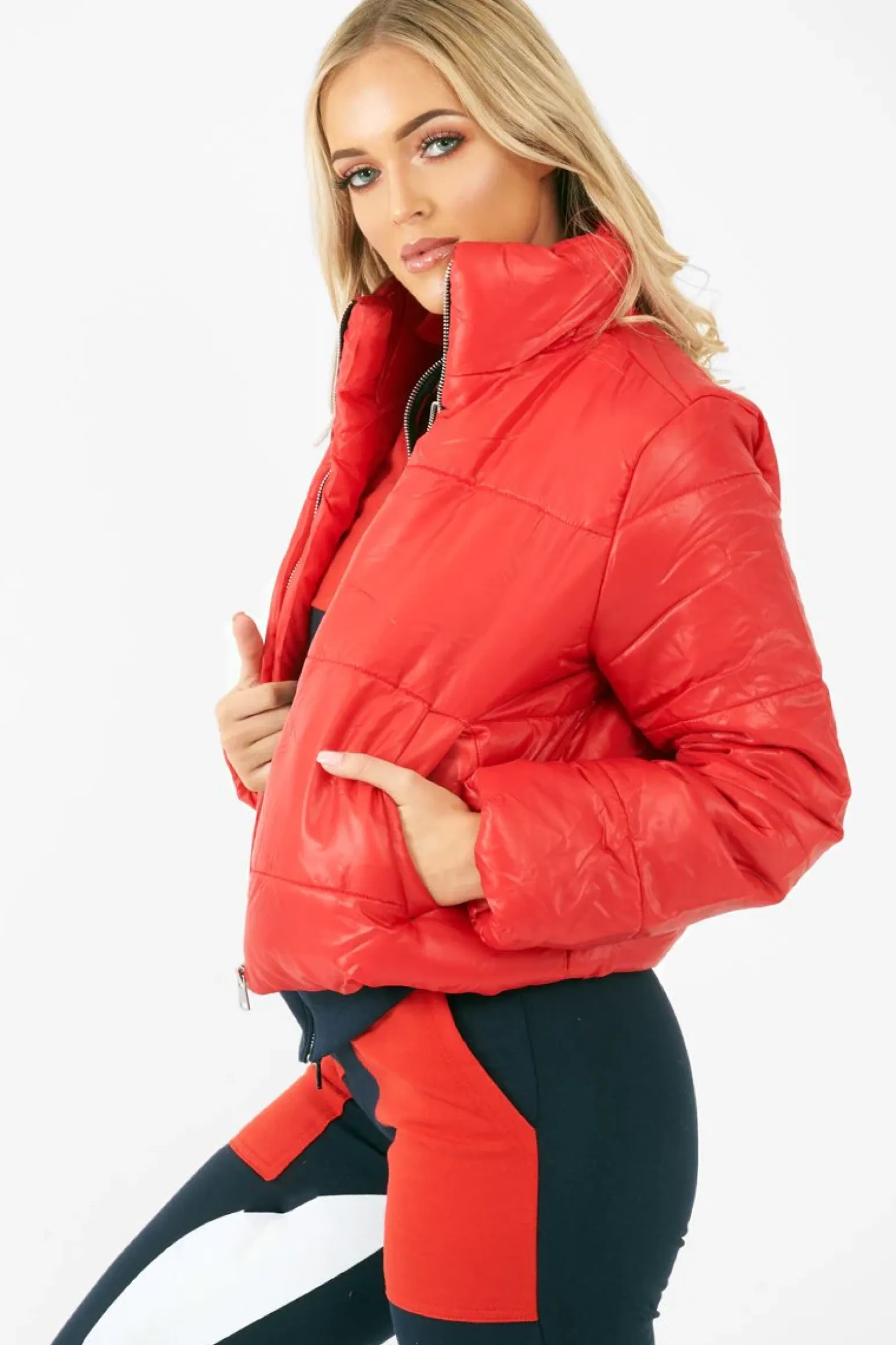 Rebellious Fashion Red Puffer Coat - Alyssa
