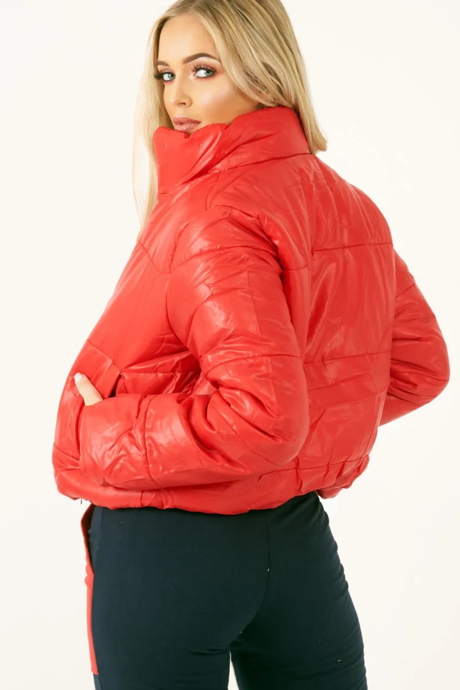 Rebellious Fashion Red Puffer Coat - Alyssa