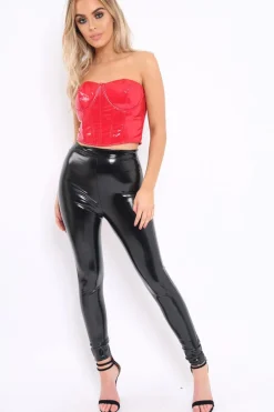 Rebellious Fashion Red PU underwire corset top - Carina
