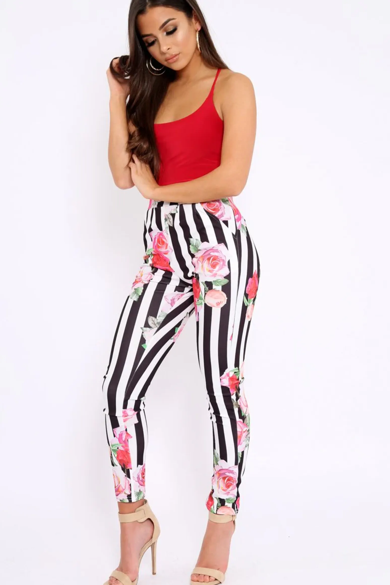 Rebellious Fashion Red Slinky Lace Up Back Bodysuit - Danella