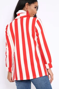 Rebellious Fashion Red Stripe Blazer - Rockie