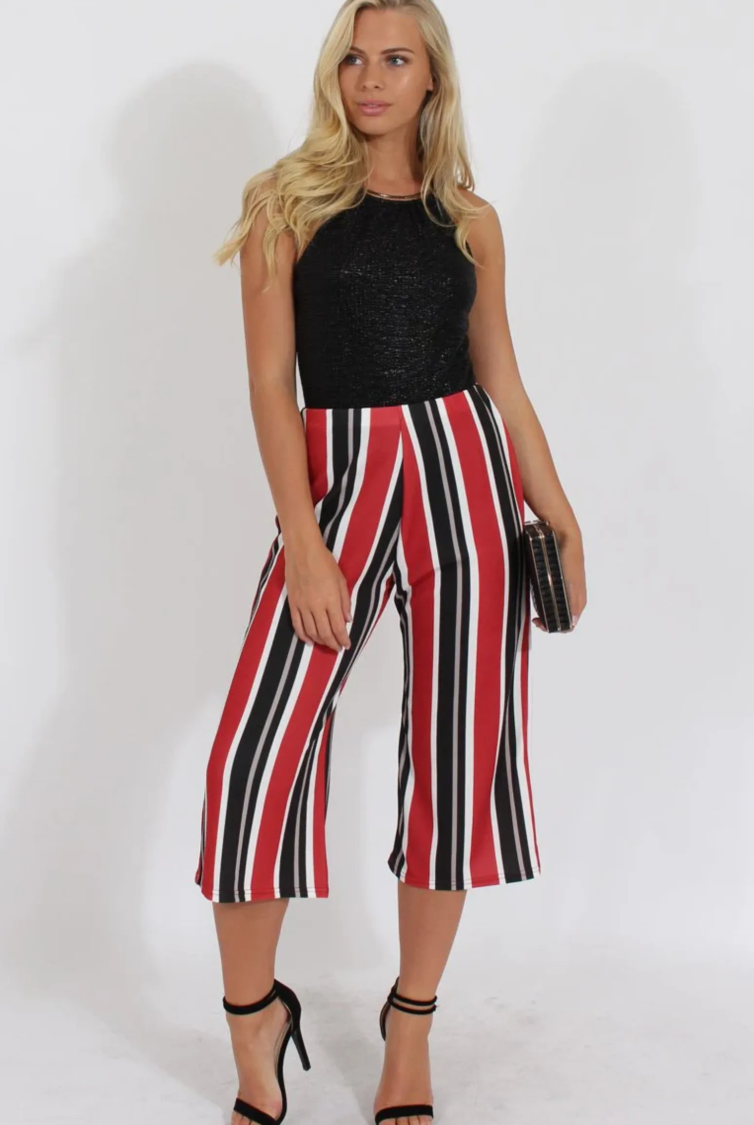Rebellious Fashion Red Stripe Culotte - Margo