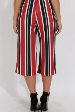 Rebellious Fashion Red Stripe Culotte - Margo