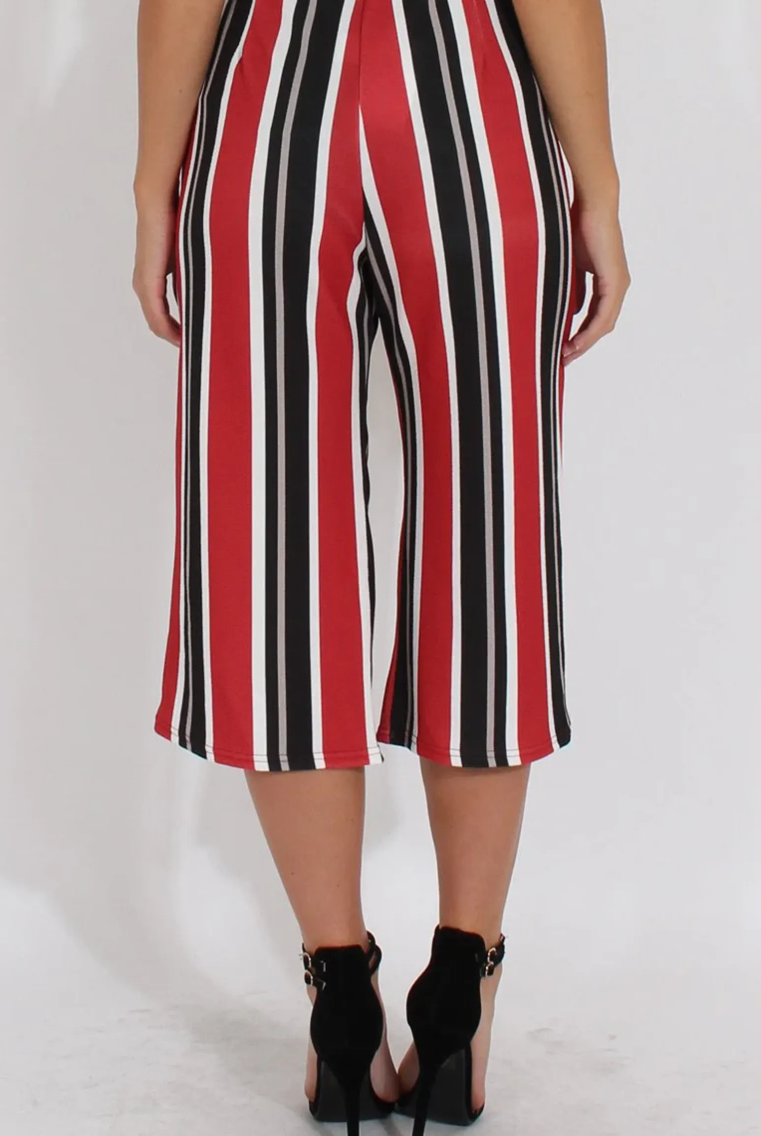 Rebellious Fashion Red Stripe Culotte - Margo