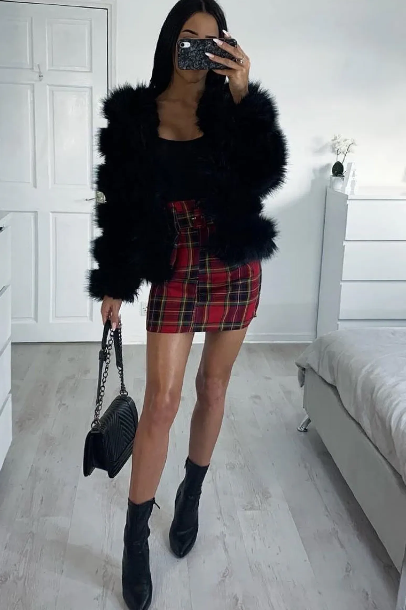 Rebellious Fashion Red Tartan Belted Pleated Mini Skirt - Danyka
