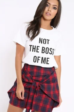 Rebellious Fashion Red Tartan Tie Front Mini Skirt - Tyne