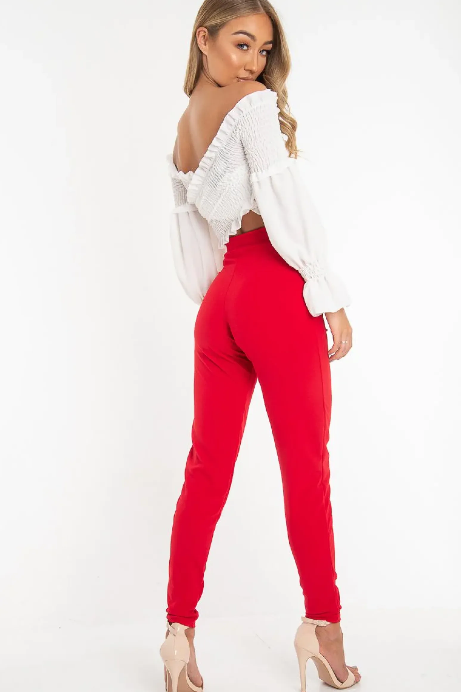 Rebellious Fashion Red Tie Front Crepe Cigarette Trousers - Ryanne