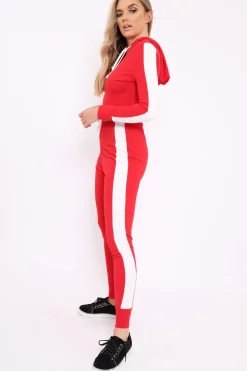 Rebellious Fashion Red Tracksuit with White Stripe - Sascha