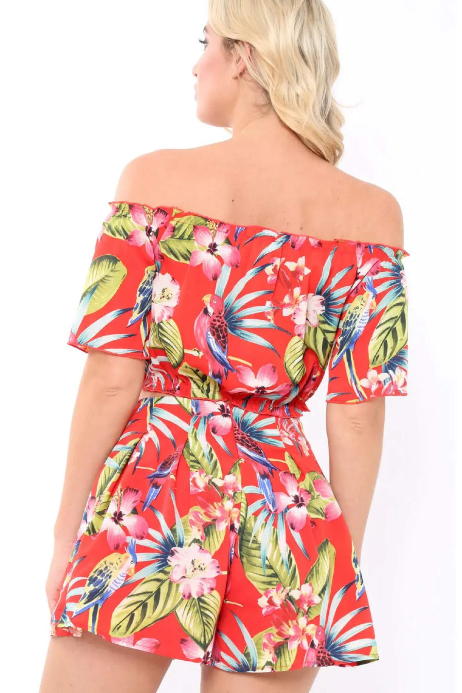 Rebellious Fashion Red Tropical Print Top - Florence