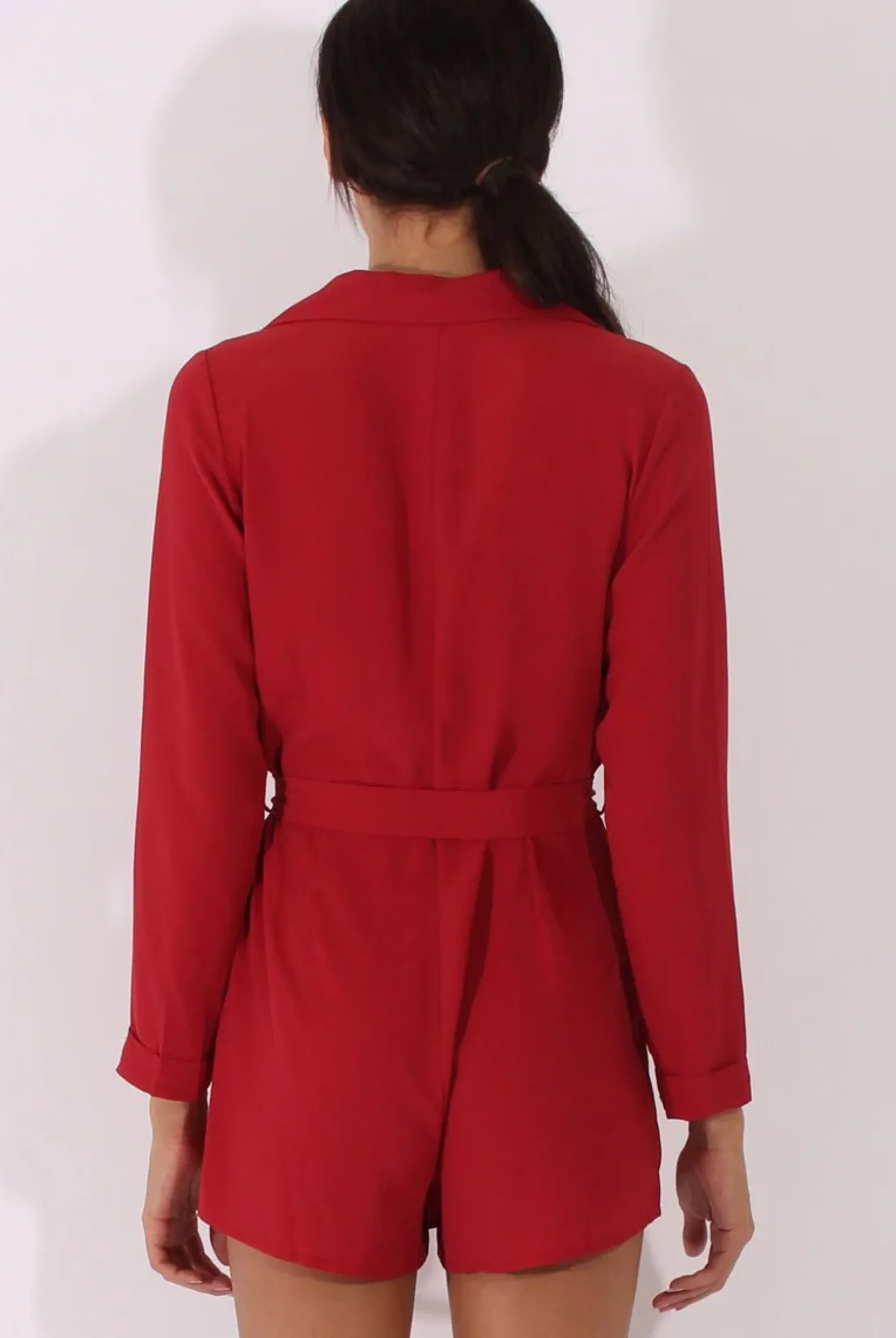 Rebellious Fashion Red Utility Belted Playsuit - Charlee