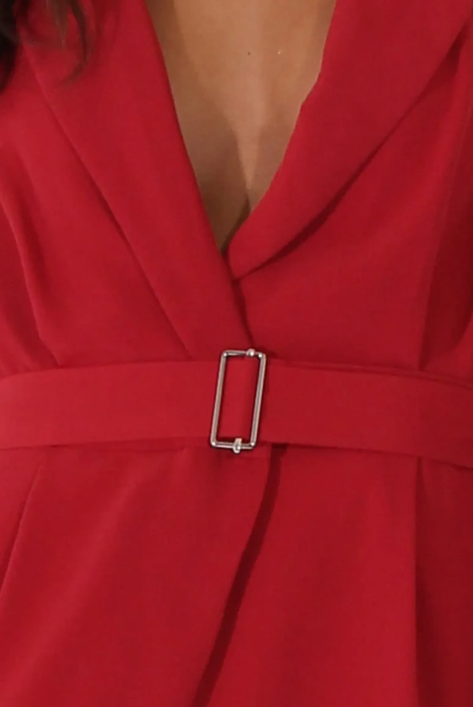Rebellious Fashion Red Utility Belted Playsuit - Charlee