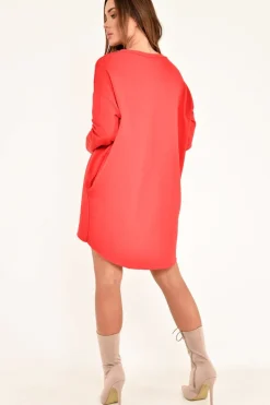 Rebellious Fashion Red Vogue Slogan Oversized Jumper - Bray