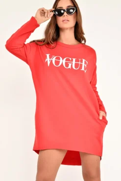 Rebellious Fashion Red Vogue Slogan Oversized Jumper - Bray