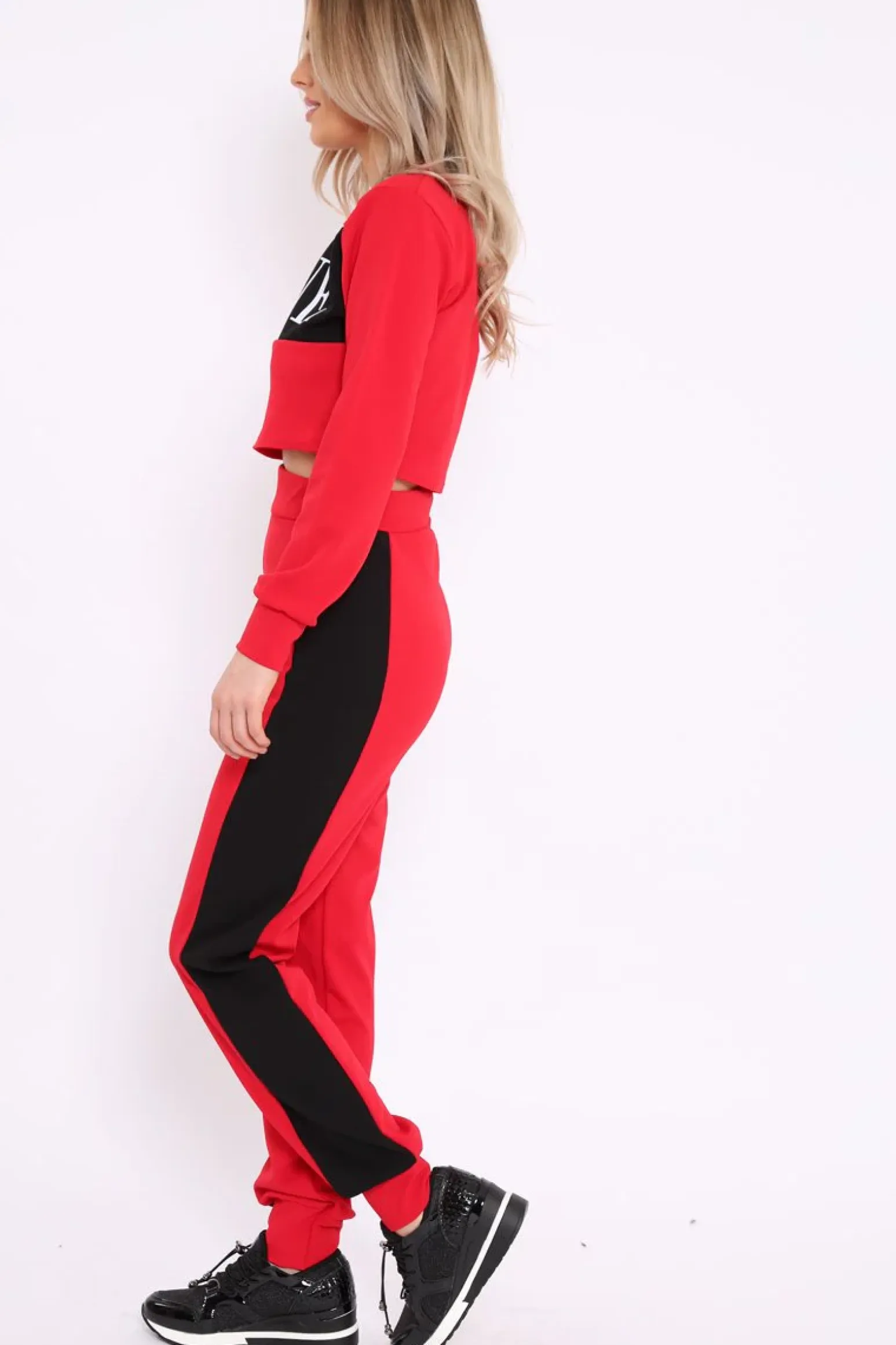 Rebellious Fashion Red Vogue Slogan Tracksuit - Neyla