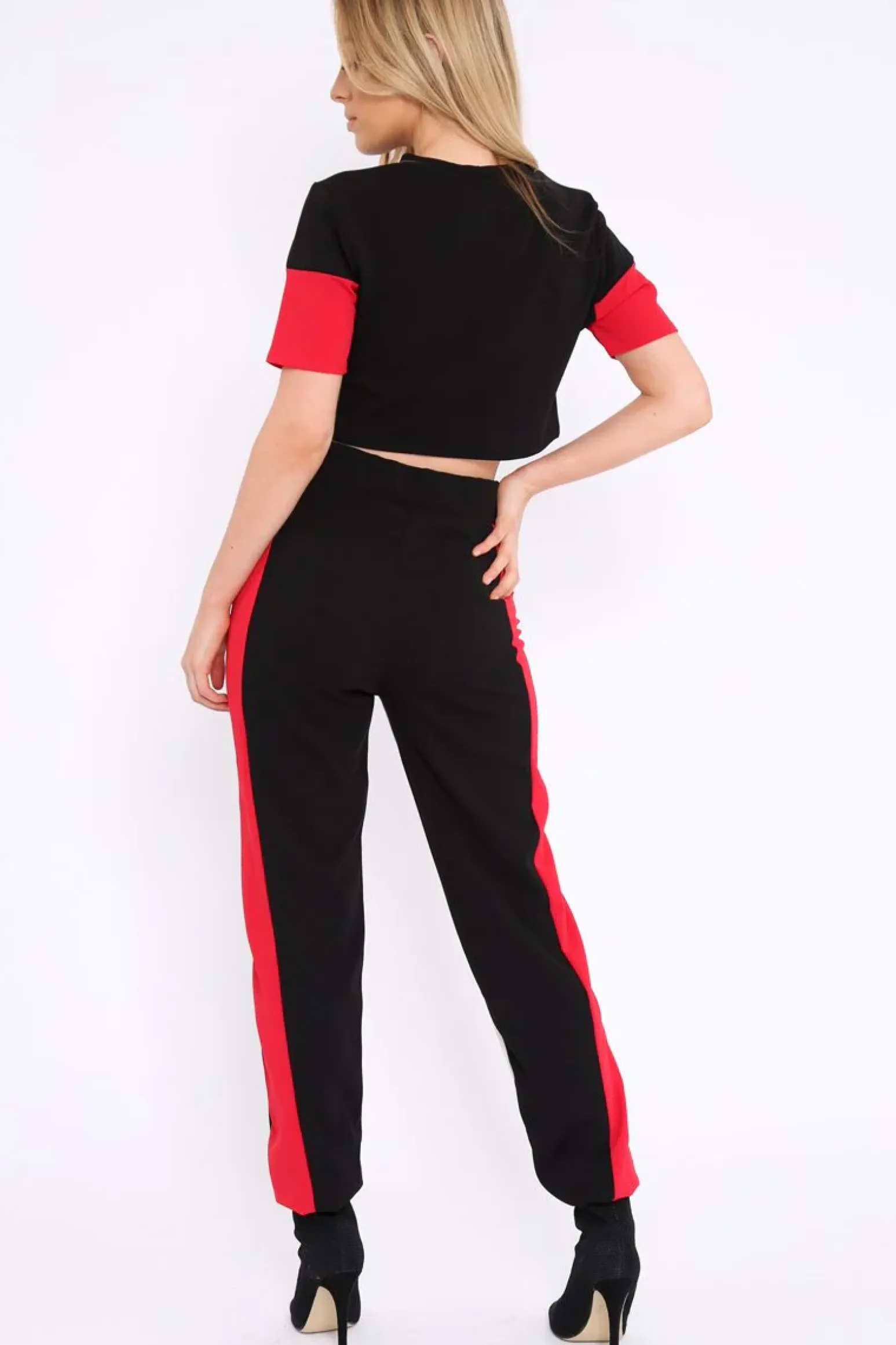 Rebellious Fashion Red White and Black Colour Block Co-ord - Jacey