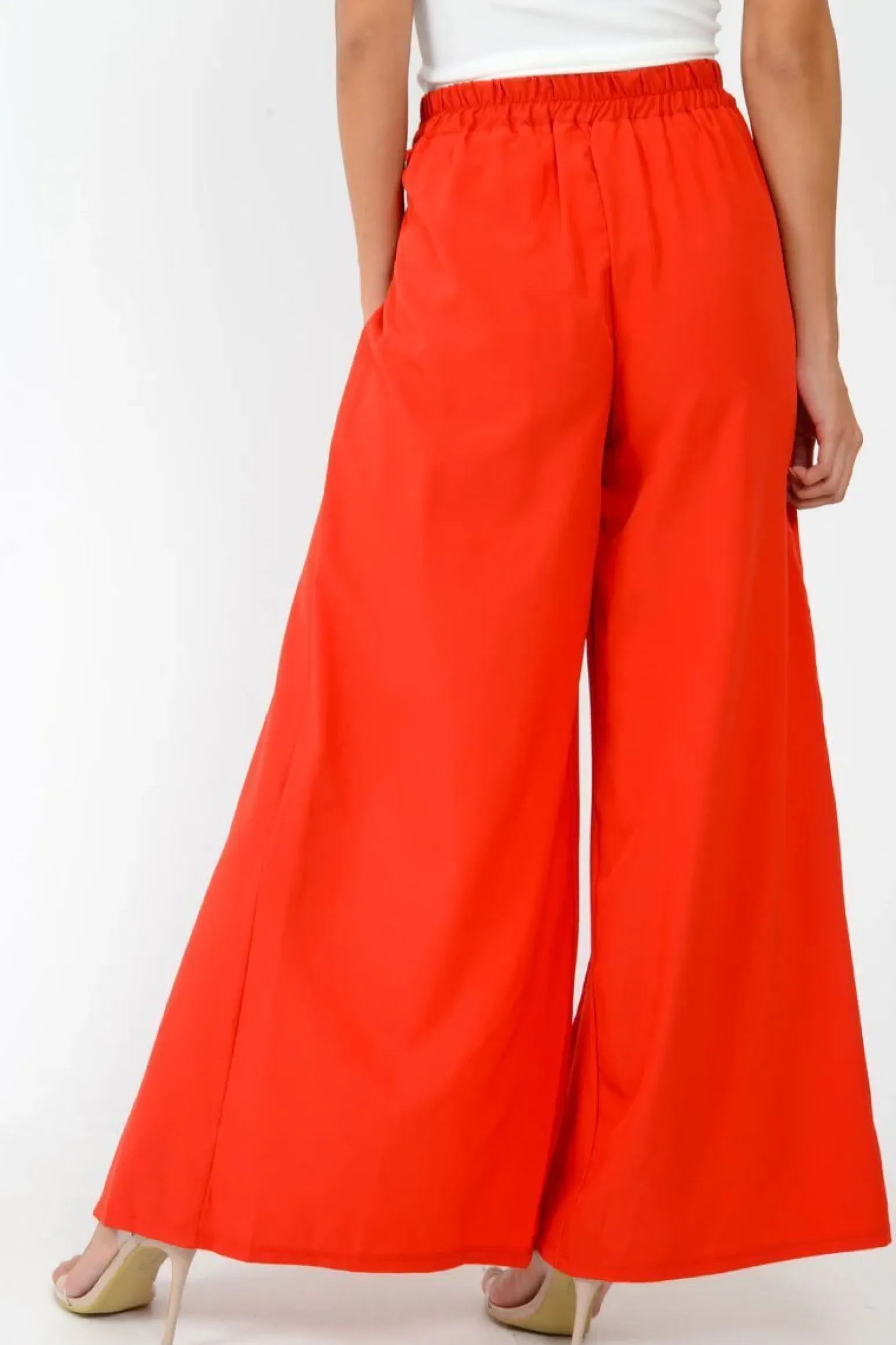 Rebellious Fashion Red Wide Leg Belted Split Front Trousers - Aamira