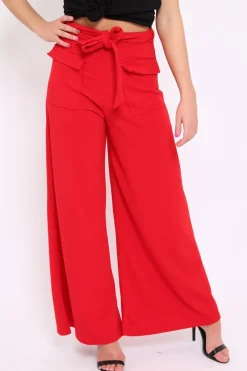 Rebellious Fashion Red Wide Leg Trousers - Yari