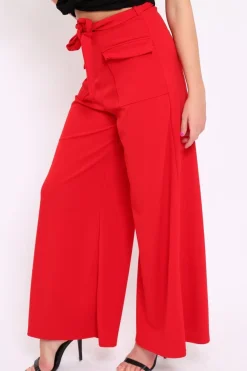 Rebellious Fashion Red Wide Leg Trousers - Yari