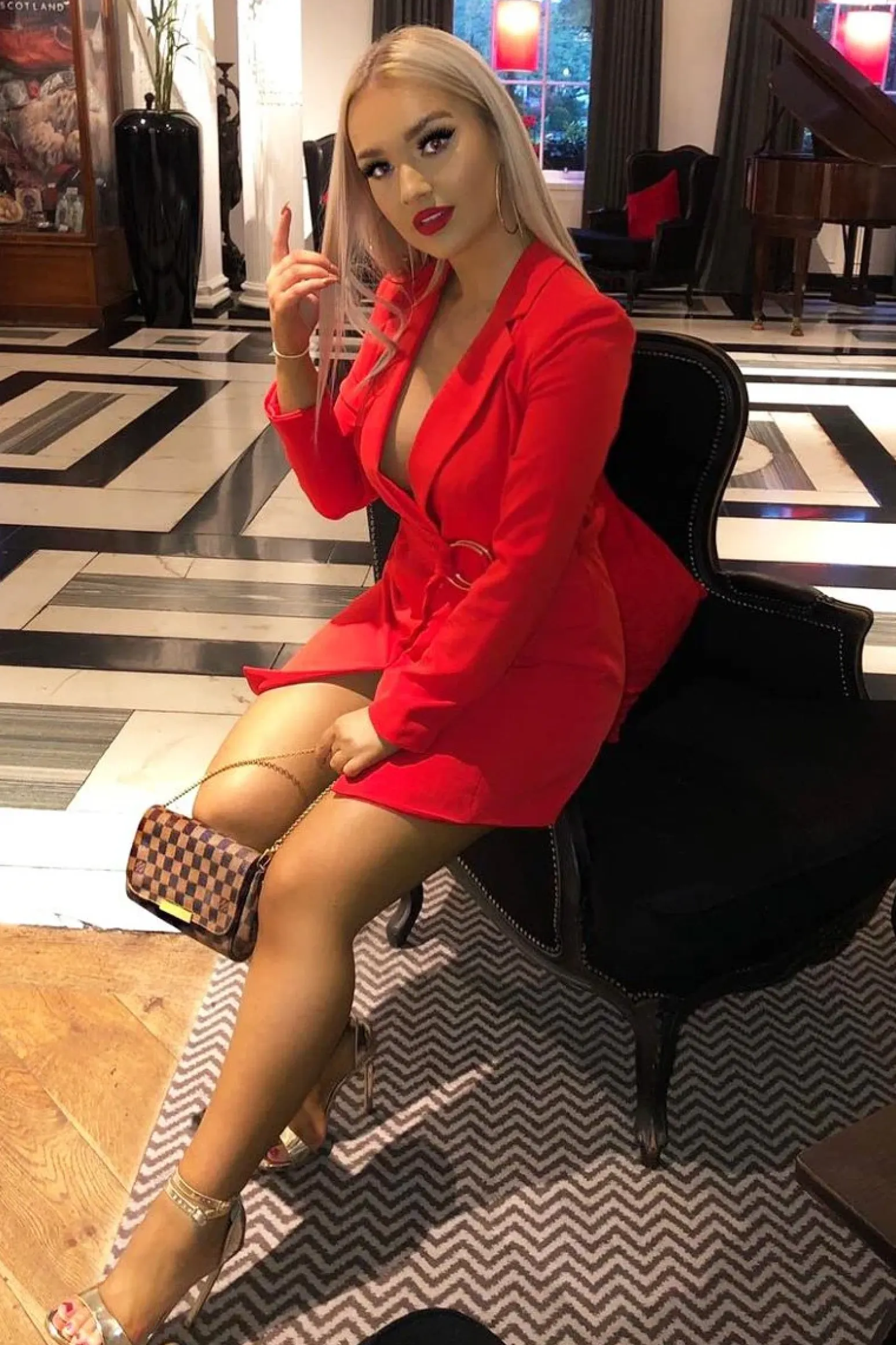 Rebellious Fashion Red Wrap Over Belted Blazer - Holden