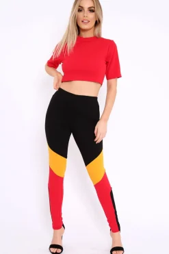 Rebellious Fashion Red Yellow and Black Colour Block Co-ord - Jamie-Lee