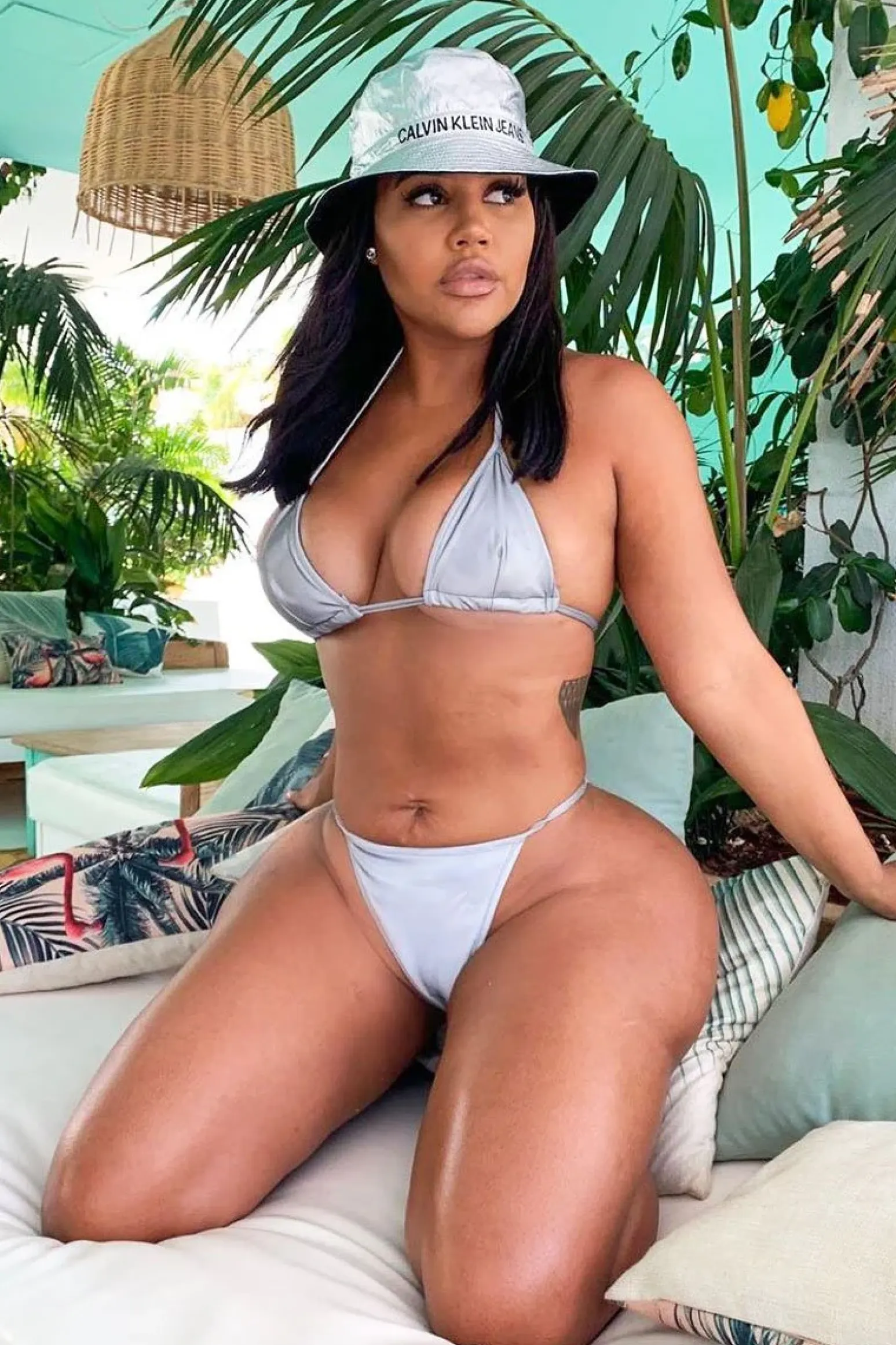 Rebellious Fashion Reflective Triangle High Waisted Bikini - Jaclyn