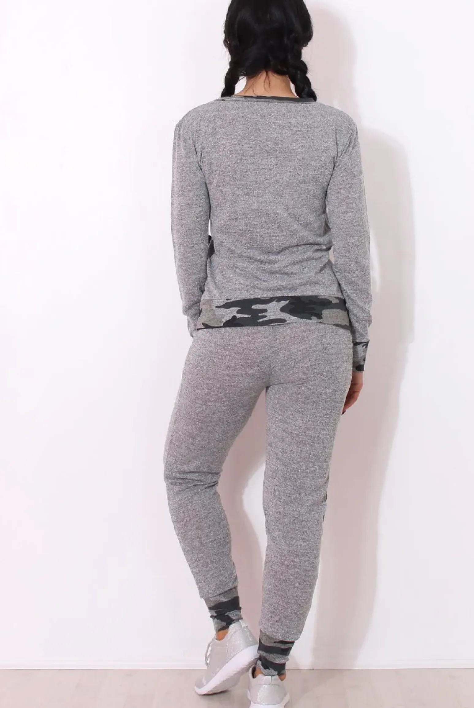 Rebellious Fashion Rihan Light Grey Camouflage Loungewear Set