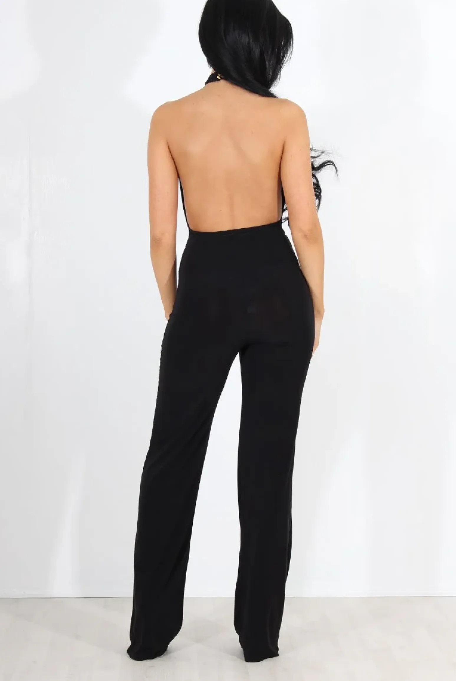 Rebellious Fashion Rommie Black Halter Neck Jumpsuit