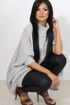 Rebellious Fashion Rosane Grey Cowl Neck Jumper