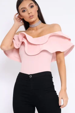 Rebellious Fashion Rose Bardot Extreme Frill Bodysuit - Diandra