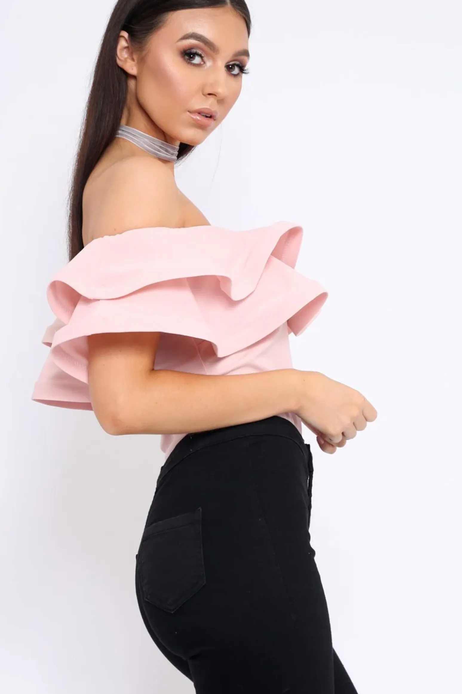 Rebellious Fashion Rose Bardot Extreme Frill Bodysuit - Diandra