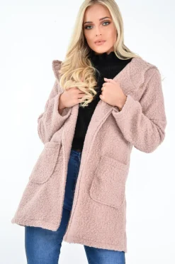 Rebellious Fashion Rose Borg Button Front Hooded Coat - Idaliz
