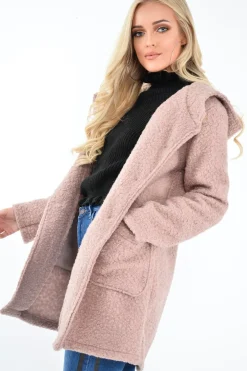 Rebellious Fashion Rose Borg Button Front Hooded Coat - Idaliz