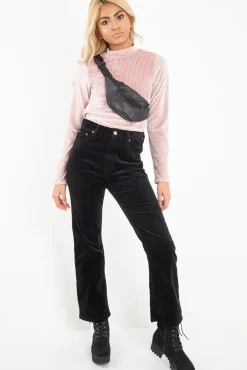 Rebellious Fashion Rose Chenille High Neck Zip Back Jumper - Ivania