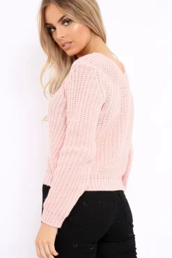 Rebellious Fashion Rose Chunky Twist Knit Jumper - Loren