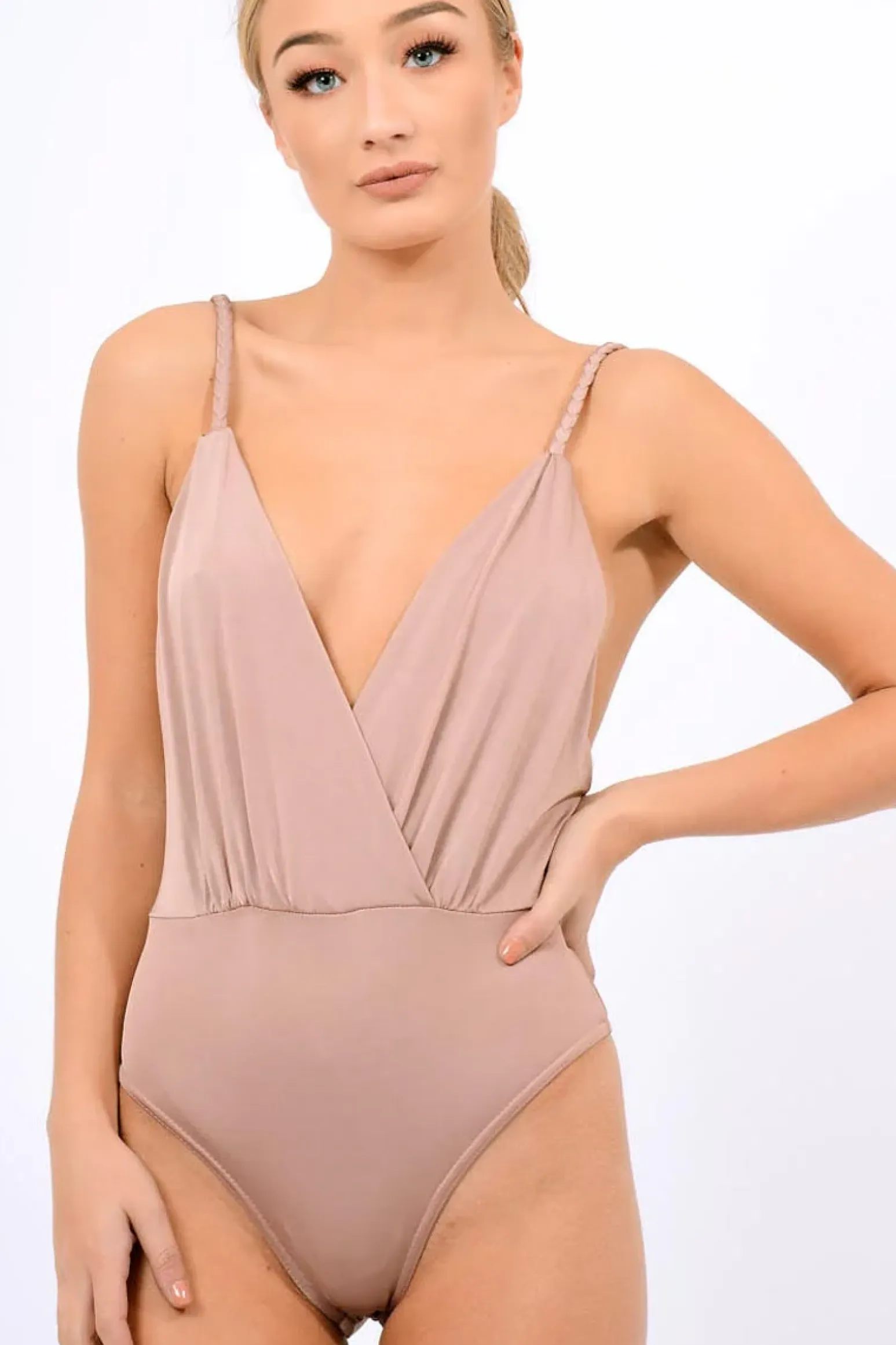 Rebellious Fashion Rose Cross Front Bodysuit - Tarren