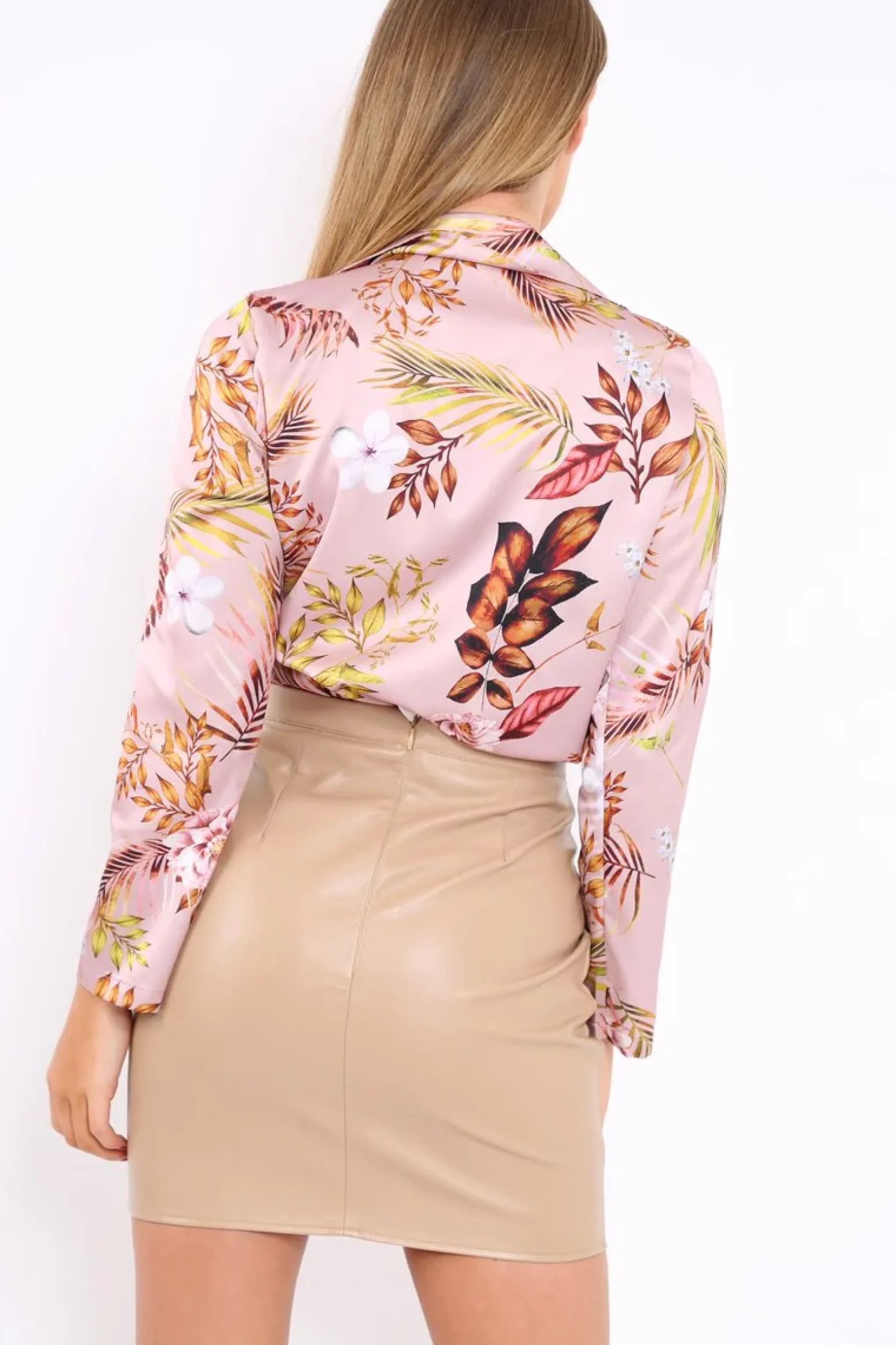 Rebellious Fashion Rose Floral Plunge Satin Bodysuit - Rebeka