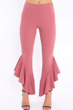 Rebellious Fashion Rose Frill Hem Trousers - Ashlie