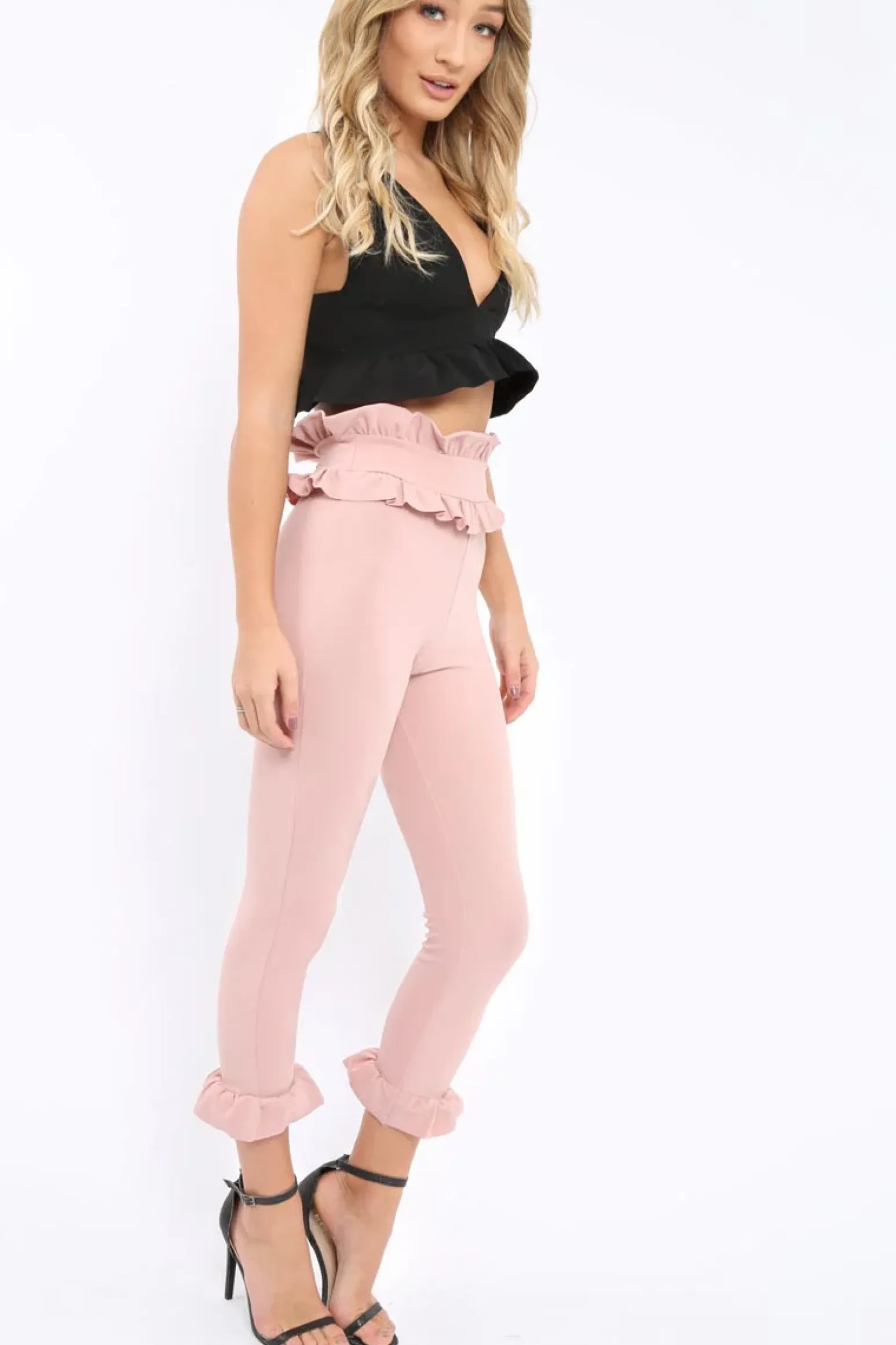 Rebellious Fashion Rose Frill Hem Trousers - Paisley