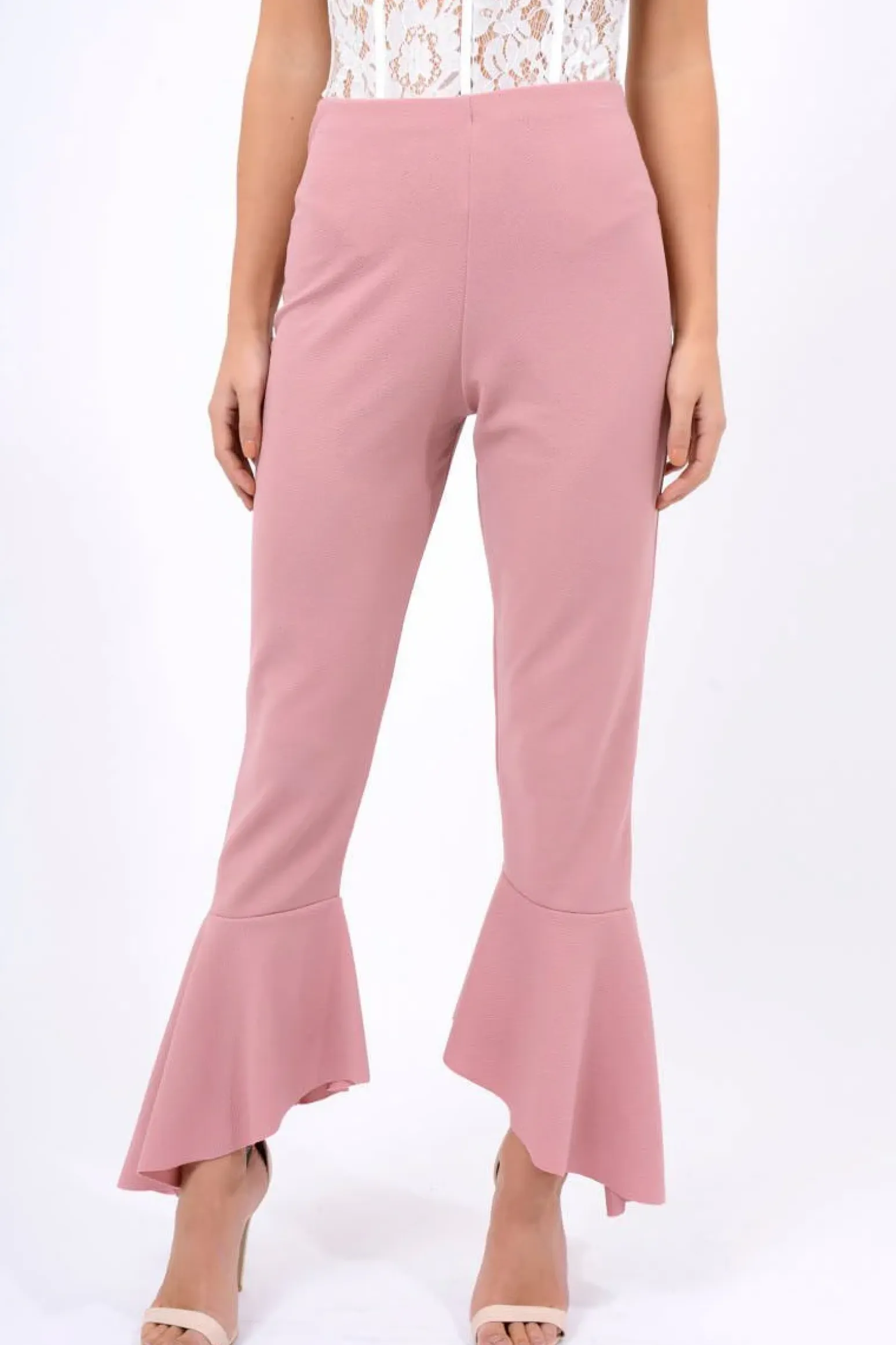 Rebellious Fashion Rose Frill Hem Trousers - Payton
