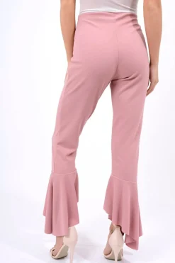 Rebellious Fashion Rose Frill Hem Trousers - Payton
