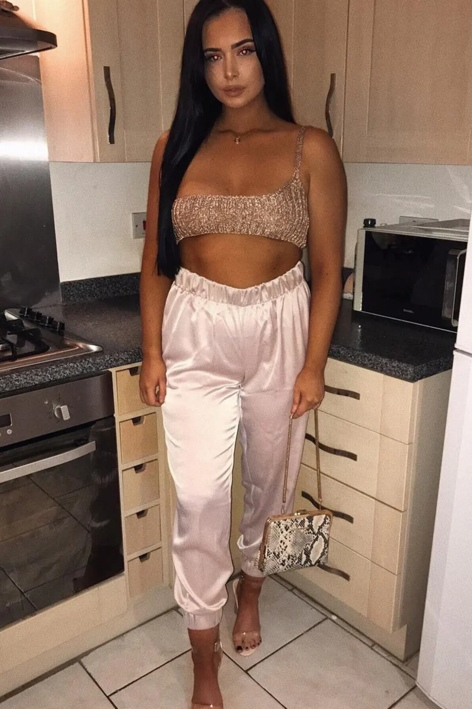 Rebellious Fashion Rose Gold Knitted One Shoulder Crop Top - Houda
