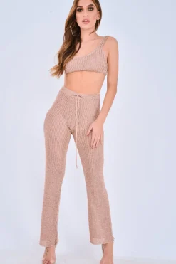 Rebellious Fashion Rose Gold Metallic Knit Bralet - Nidia