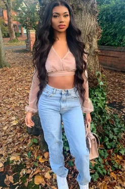 Rebellious Fashion Rose Gold Metallic Mesh Crop Top - Katy