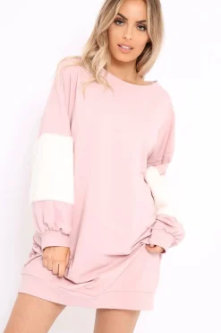 Rebellious Fashion Rose Jumper Dress with Fur Sleeves - Paris
